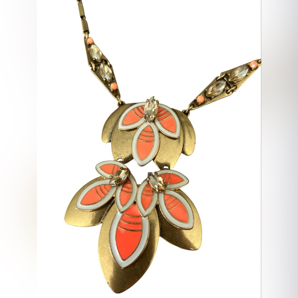 Stella & Dot Gold and Coral Statement Necklace Adjustable